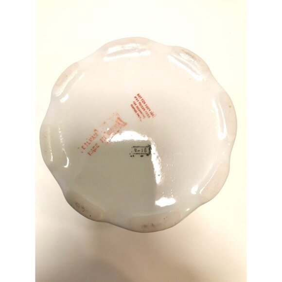 Decorative Scalloped Trinket Box with Gold Trim Vintage Asian Signed Porcelain - Picture 6 of 10